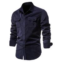 día del padre Camisas de primavera y otoño para hombre Camisa casual de manga larga Ropa de hombre de calidad de pana Rebeca de un solo pecho con solapa de bolsillo - details 3