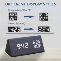 Reloj despertador de madera con pantalla LED de tiempo, cargador USB, detección de humedad y temperatura, despertador Digital para mesita de noche - details 4
