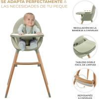 bebé 2 en 1, Silla Infantil, Trona portatil, Patas de Madera, Bandeja Ajustable, Fácil de limpiar, para niños, Beige - details 12
