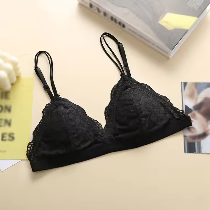 Sujetador De Encaje Femenino Sin Costillas Estilo Francés Para El Verano Con Copas Triangulares Y Envoltura De Pecho Ligera Y Sexy Sin Tirantes - 1