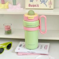 Taza térmica de doble bebida de 900ml, taza con pajita de gran capacidad de acero inoxidable, cómoda Taza Termo portátil que mantiene el frío y el calor - details 21