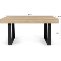 Mesa de comedor extensible rectangular para 6-10 personas, madera y negro, 160-200 cm - details 5