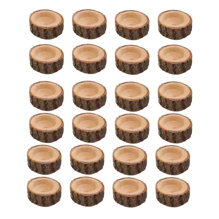 Portavelas de madera de 24 piezas, soporte votivo para mesa de fiesta de boda, cumpleaños, Navidad, decoración del hogar - 1