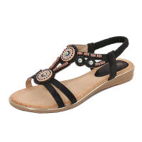Sandalia Primavera 2025 Nuevas sandalias de mujer grandes con diamantes de agua planos y cabeza redonda - details 1