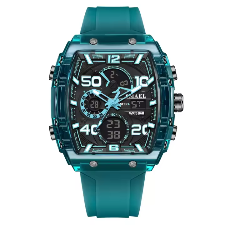 SMAEL-reloj Digital para hombre, pulsera deportiva de silicona, multifuncional, resistente al agua, LED - 1