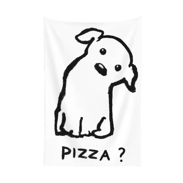 Tapiz colgante de pared para dormitorio y sala de estar, fondo con tiempo de Pizza - 1