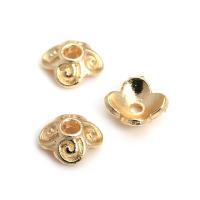 50 Uds. De cuentas redondas de latón de Color dorado de 18K, tapas de hojas de árbol y flores, suministros para hacer cuentas de joyería, accesorios Diy - details 19