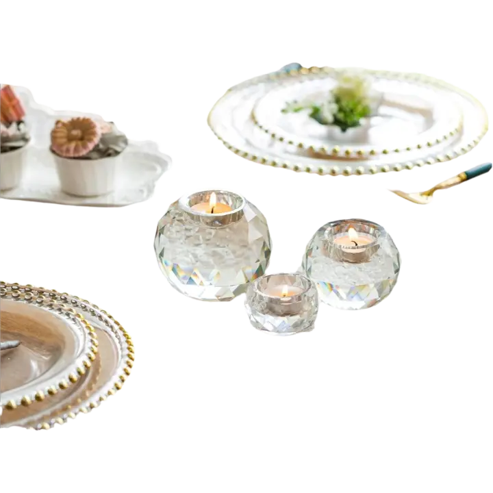 Juego de 3 Velas de Cristal Pequeñas Velas de Vidrio Transparente para Navidad Decoración del Hogar Regalo de Inauguración - 1
