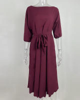 2025 primavera ropa de mujer europea y americana correa cintura temperamento vestido de hombro inclinado - details 12
