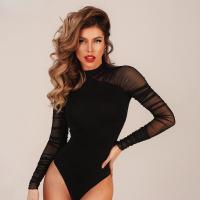 Body De Encaje Sexy Para Mujer Con Detalles De Parche Y Cuello Alto Ajustado Y Elegante Ideal Para La Calle Y El Verano - details 19