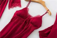 Conjunto de 2 piezas para mujer, camisón con cuello en V, ropa de dormir de seda, ropa, ropa de dormir para el hogar - details 5