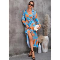 Vestido floral para mujer, vestidos de manga larga con cuello en V, bonito elegante, nuevo, - details 7