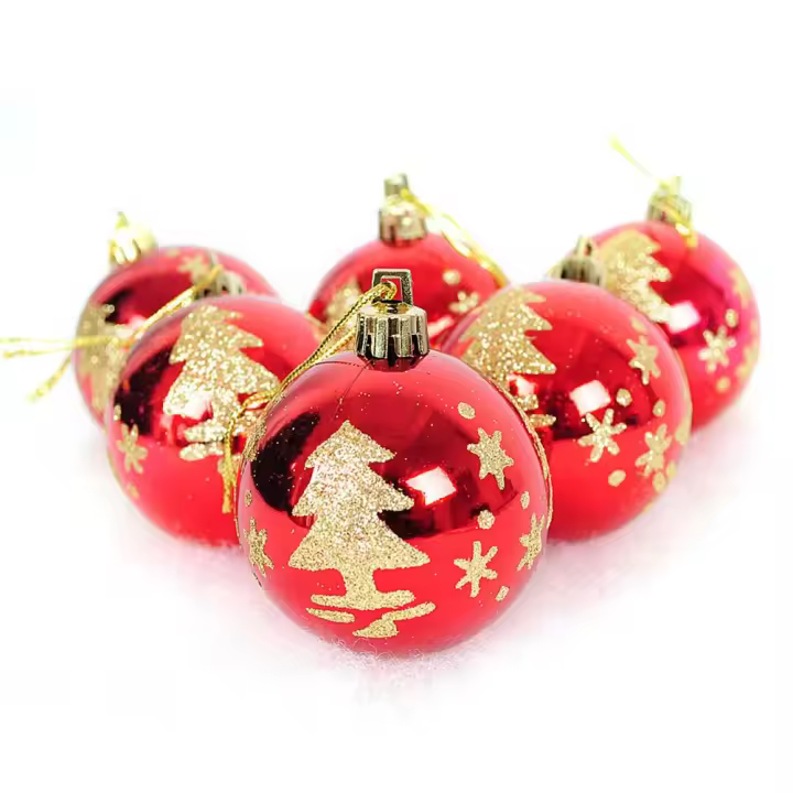 Bolas colgantes de plástico inastillables para decoración de árbol de Navidad, adornos de bolas de Navidad, 6 piezas - 1