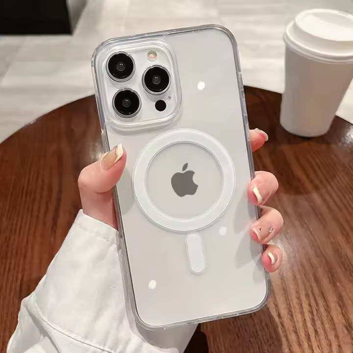 Para Magesafe funda de carga inalámbrica transparente magnética para iPhone 11 12 13 14 15 16 Pro Max Plus Mini X 7 8 cubierta de PC a prueba de golpes - 1