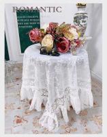Mantel redondo Ence blanco, juego de mesa hilo, romántico, bordado francés, decoración de boda - details 2