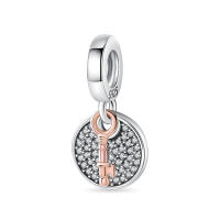Colgante de llave creativo de dos tonos de Plata de Ley 925, cuentas compatibles con pulsera Original Pandora, cuentas, regalo de joyería para mujer - details 0