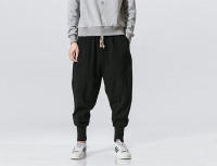 Pantalones Harem De Algodón Y Lino Para Hombre Con Cintura Elástica Estilo Casual Pantalones Drop-Crotch Baggy Callejeros Para Todos Los Días - details 1