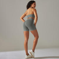 Hamidou-Conjunto de Yoga para mujer, pantalones cortos con sujetador, ropa de entrenamiento para correr, ropa de gimnasio, pantalones cortos de cintura alta, Leggings de Fitness, trajes deportivos - details 27