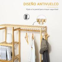Armario de Bambú Burro con 4 Niveles Barra Inferior y Lateral para Ropa, Bolsas, Dormitorio - details 4