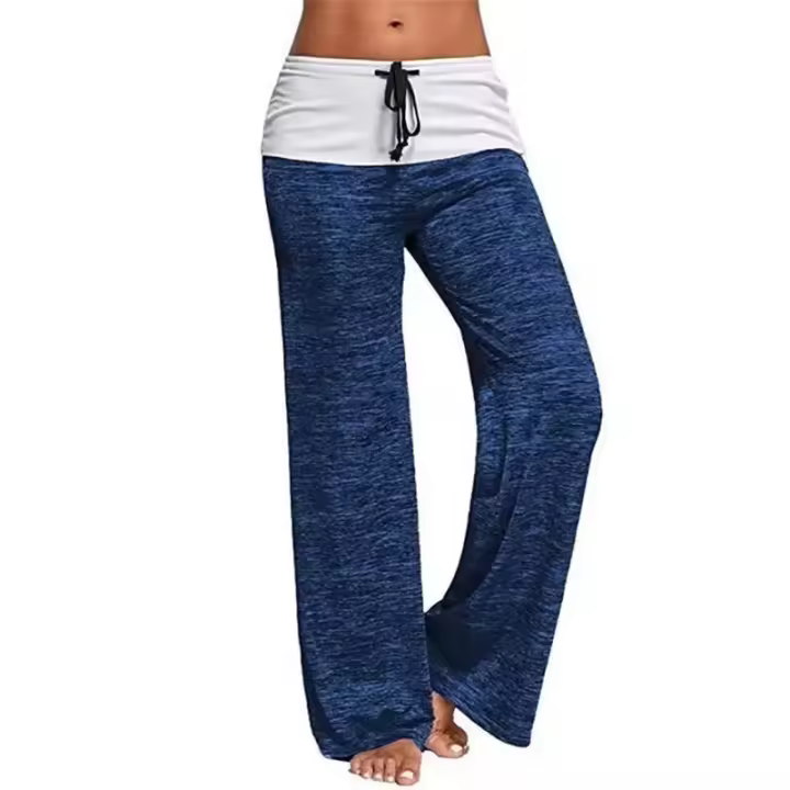 Mallas holgadas para mujer, pantalones de pierna ancha con cordones, pantalones de talla grande para Fitness, pantalones con corte de bota de retales de cintura alta para mujer 2025 - 1
