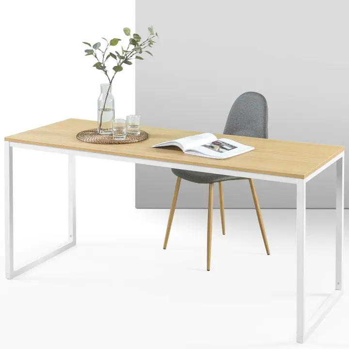 Jennifer Mesa de escritorio 160x61x74 cm - Mesa de estudio moderna de metal y madera - Mesa de ordenador - Marrón y blanco - 1
