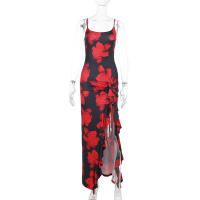 Nuevo vestido de verano ajustado con tirantes divididos y estampado para mujer - details 6