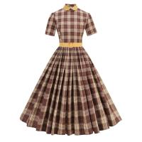 2025 nuevas mujeres Vintage a cuadros Retro Rockabilly cola fiesta de té 1950s 60s Swing vestido Otoño Invierno vestidos de manga corta - details 12