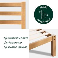 Leah Cama 150x200 cm Altura 35 cm con almacenamiento bajo la cama Marco de cama de plataforma de bambú y madera Marrón - details 1