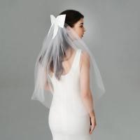 1 Uds. Tocado de boda elegante para novia, tocado blanco marfil, lazo, velo corto, decoración para la cabeza, accesorios para el cabello - details 2