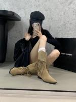 Maillard Botas vaqueras occidentales Botas cortas con flecos retro Botas medianas de tacón puntiagudo Botas ajustadas de otoño e invierno para mujer - details 13