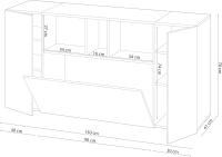 Aparador de 3 Puertas Buffet para Sala Diseño Blanco y Gris Cemento Medidas 150 cm x 76 cm x 41 cm - details 21
