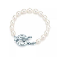 ΤΙΦΑΝΗ ™ Brazalete de palanca de agua dulce, pulsera de cadena de perlas blancas con diseño de hebilla de aguja de plata pura - details 0