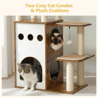 Árbol de madera para gatos, rascador para uso en interiores con poste rascador, accesorios para gatos y condominio - details 6
