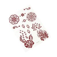 Cara marrón rojo pluma muñeca cuello herramienta de belleza tatuajes temporales encaje tatuajes falsos Henna tatuaje pegatinas flor tatuajes falsos - details 7