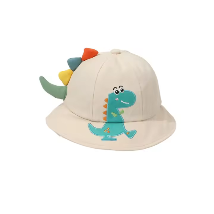 Lindo dinosaurio de dibujos animados niños sombrero de pescador protector solar UV niños sombrero de cubo sombrero de Panamá ala ancha gorra de sol para bebé niño - 1