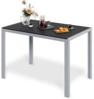 Mesa de comedor para exteriores para 6 personas, rectangular, de metal de aluminio, resistente a todo tipo de clima, mesa de patio con listones de 110x70x73 cm para terraza, patio trasero, césped y jardín - details 8
