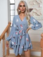 Vestido corto de manga larga con cordones para mujer, minivestido Vintage elástico, elegante y bonito, de lujo, promoción - details 10