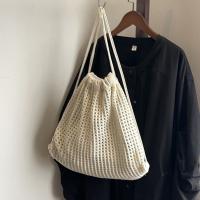 Bolso de hombro tejido de Color sólido, mochila de ganchillo bohemia de gran capacidad, estilo perezoso, versátil, ahuecado - details 2