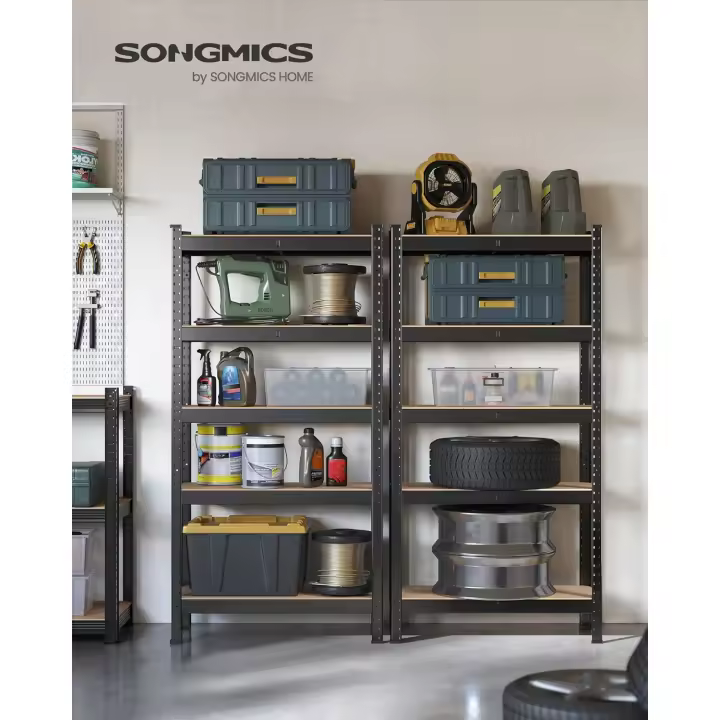 Juego de Estanterías de Metal de 5 Niveles Almacenamiento Modular para Garaje, Almacén, Cocina - 1