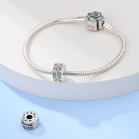 Cuentas colgantes de plata de ley 925 con circonita de color, cuentas con hebilla de seguridad, pulsera Original para hacer joyas, regalo del Día de San Valentín - details 3
