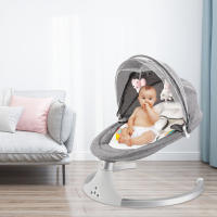 Mecedora eléctrica inteligente para bebé, cuna columpio para bebé, cama para dormir con música Bluetooth, color gris - details 5