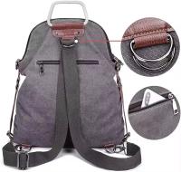 Mochila de lona para mujer, versátil y bolso de hombro a la moda, mochila cruzada multifuncional de estilo Retro para mujer - details 1