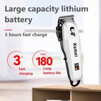 Kemei-recortadora eléctrica profesional, cortadora de pelo inalámbrica, recargable por USB, con pantalla LCD, para barbero - details 5
