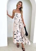 Vestido largo floral con tirantes finos bohemios sin mangas con cuello cuadrado informal de verano para mujer - details 2