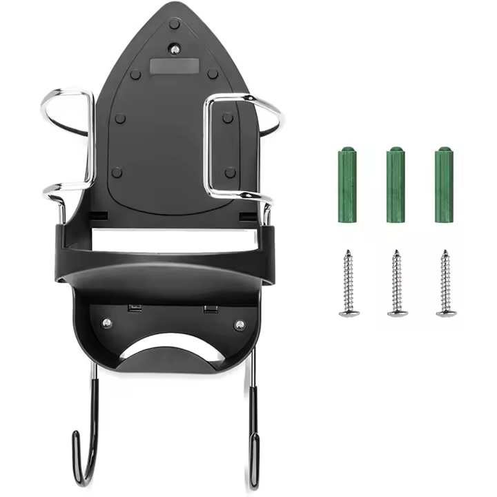 Colgador de tabla de hierro, soporte de pared para plancha eléctrica, estante organizador de almacenamiento con ganchos extraíbles -1 - 1