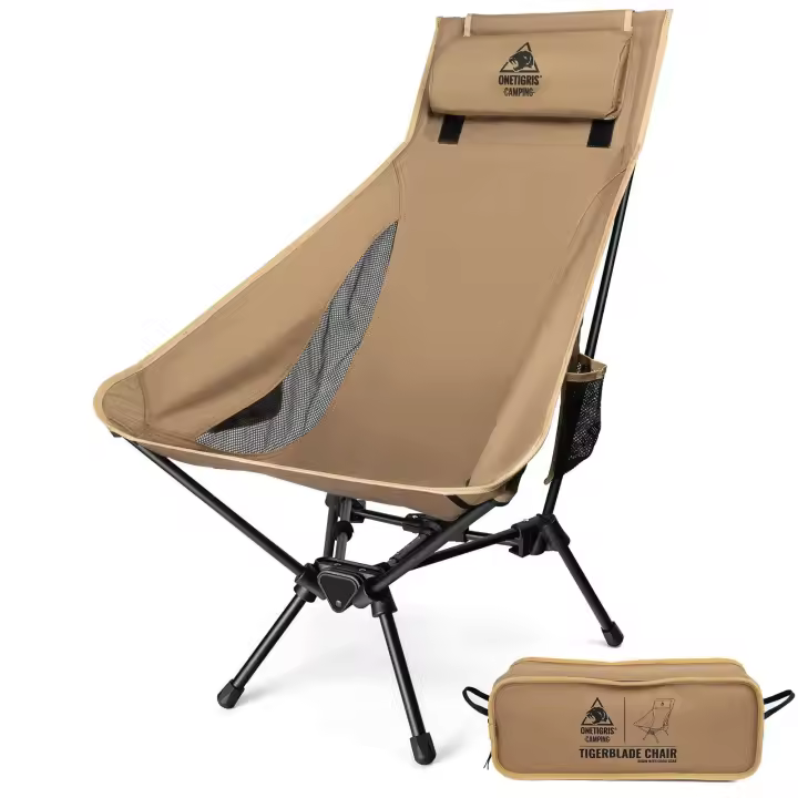 OneTigris-sillas portátiles Tigerblade para acampar, respaldo alto para exteriores, para pesca, senderismo, fiestas, jardinería, uso en interiores - 1
