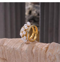 Nueva Bisutería Lujo Circonita Geométrico Anillo Pearl Mujer Elegant Abierto Trabajo Diario Accesorios - details 5