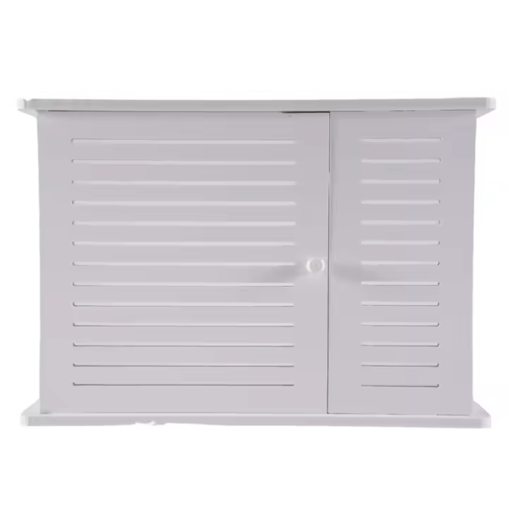 Cajas de almacenamiento de enrutador Wifi inalámbrico, caja de madera, soporte de Cable Plus, estante de tablero de enchufe colgante de pared, puerta única - 1