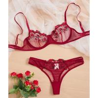 Conjunto de lencería Sexy exótica, sujetador de encaje transparente para mujer, tentación transparente, sujetadores florales bordados, conjuntos de ropa interior Push Up - details 13