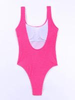 Bañador Sexy de una pieza para mujer, traje de baño femenino de realce sólido con Tanga, ropa de baño brasileña, novedad de 2022 - details 5